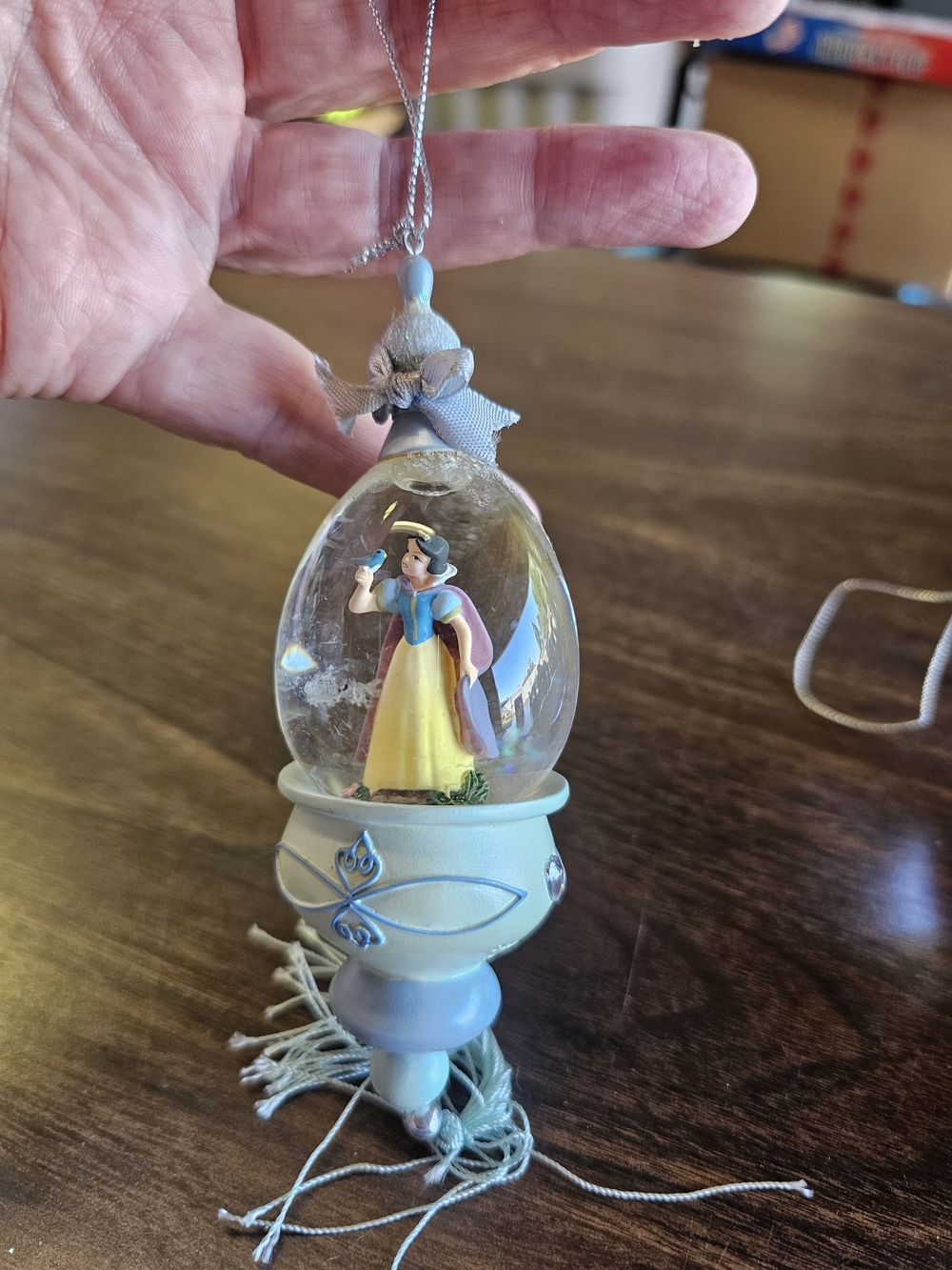 Snow Globe Ornament with Yellow Dress‎ Princess Figurine - Blue Accent